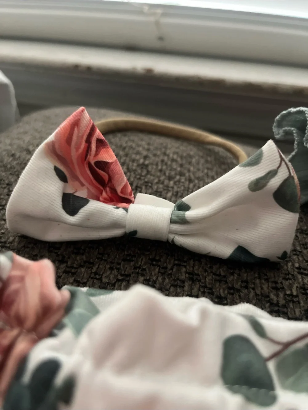 Baby Girl Mint Ribbed Onesie with Floral Bloomer Set
